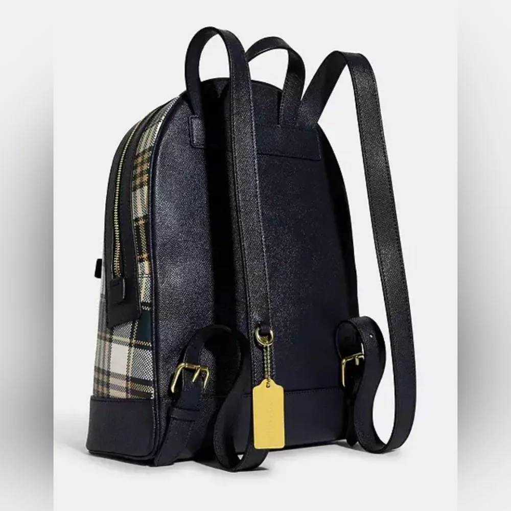 COACH Kenley Backpack Garden Plaid Print Midnight Blue C8588 NWOT - Picture 3 of 16